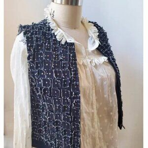 Y2K Vivienne Tam Navy Blue Pop Art Denim Waistcoat Vest S 0 2 4